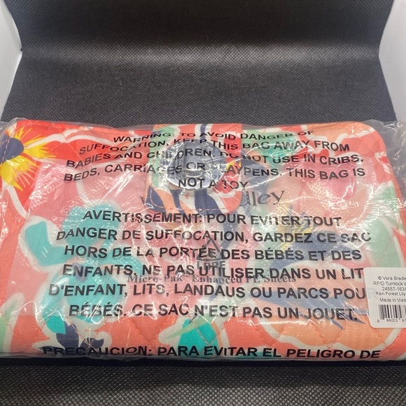 🪸VERA BRADLEY🪸Rain Forest Lily Coral RFID Turnlock Wallet in Cotton/NWT - Picture 2 of 8